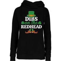 Irish St Patricks Day Shamrock Dibs On The Redhead Womens Funnel Neck Pullover Hood