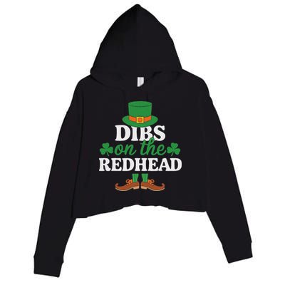 Irish St Patricks Day Shamrock Dibs On The Redhead Crop Fleece Hoodie