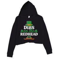 Irish St Patricks Day Shamrock Dibs On The Redhead Crop Fleece Hoodie