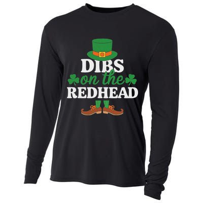 Irish St Patricks Day Shamrock Dibs On The Redhead Cooling Performance Long Sleeve Crew
