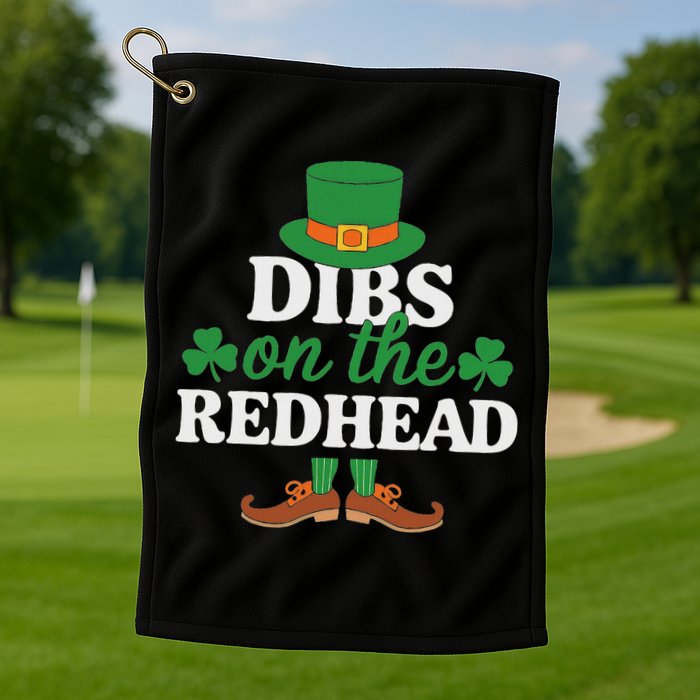 Irish St Patricks Day Shamrock Dibs On The Redhead Golf Towel