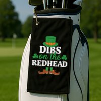 Irish St Patricks Day Shamrock Dibs On The Redhead Golf Towel
