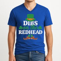 Irish St Patricks Day Shamrock Dibs On The Redhead V-Neck T-Shirt
