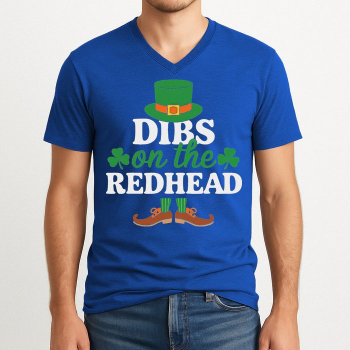 Irish St Patricks Day Shamrock Dibs On The Redhead V-Neck T-Shirt