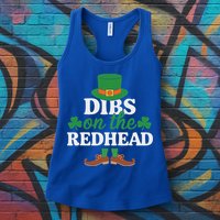 Irish St Patricks Day Shamrock Dibs On The Redhead Womens Tank Top