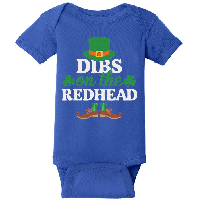 Irish St Patricks Day Shamrock Dibs On The Redhead Baby Bodysuit