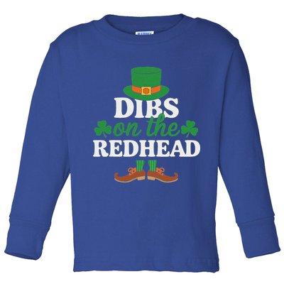 Irish St Patricks Day Shamrock Dibs On The Redhead Toddler Long Sleeve Shirt