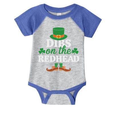 Irish St Patricks Day Shamrock Dibs On The Redhead Infant Baby Jersey Bodysuit