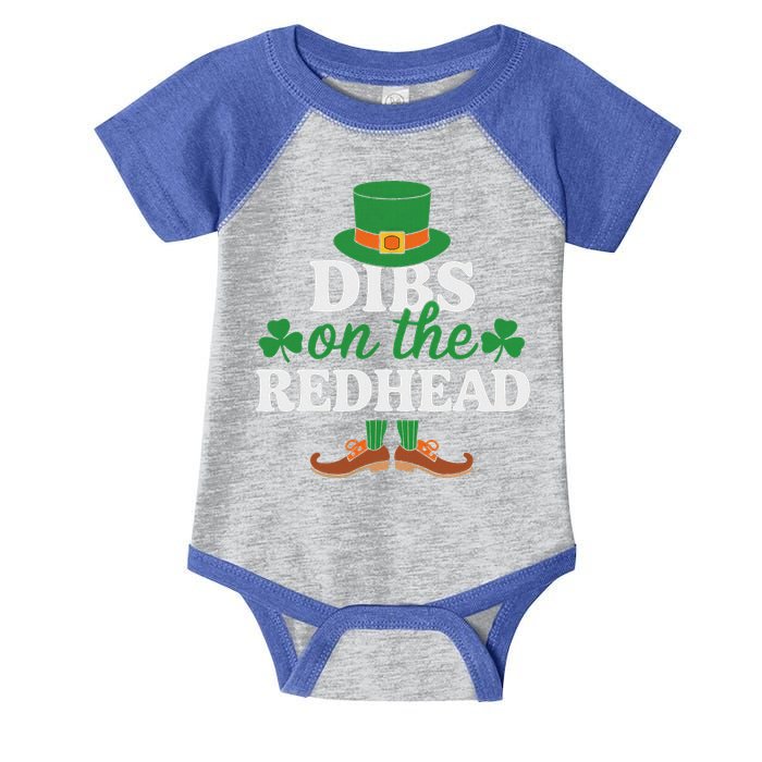 Irish St Patricks Day Shamrock Dibs On The Redhead Infant Baby Jersey Bodysuit
