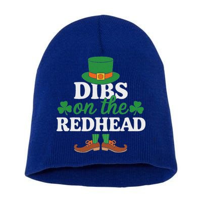 Irish St Patricks Day Shamrock Dibs On The Redhead Short Acrylic Beanie