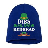 Irish St Patricks Day Shamrock Dibs On The Redhead Short Acrylic Beanie