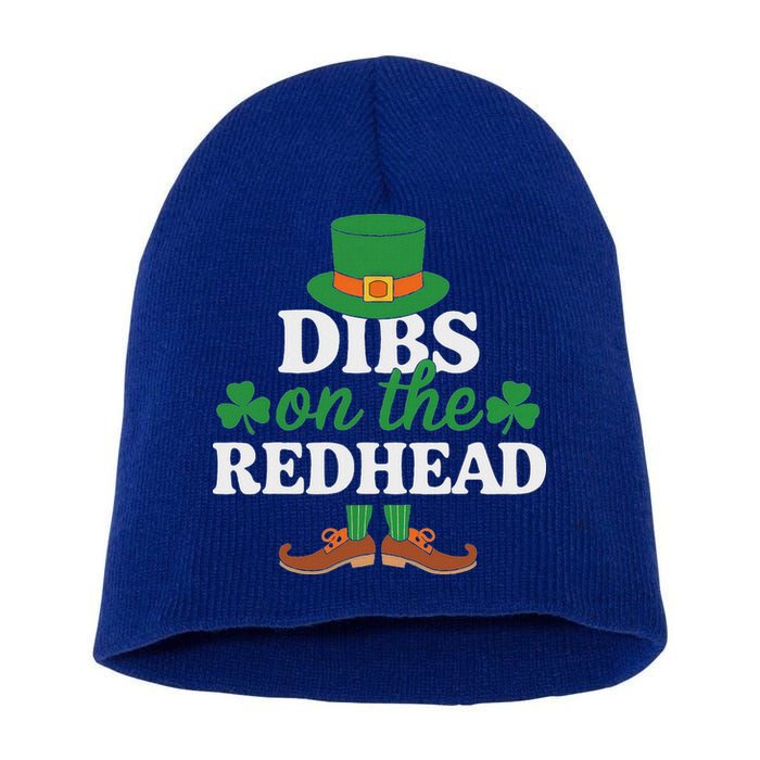Irish St Patricks Day Shamrock Dibs On The Redhead Short Acrylic Beanie