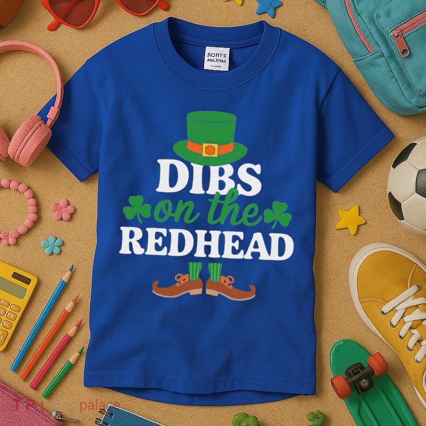 Irish St Patricks Day Shamrock Dibs On The Redhead Kids T-Shirt