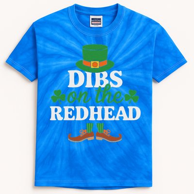 Irish St Patricks Day Shamrock Dibs On The Redhead Kids Tie-Dye T-Shirt