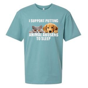 I Support Putting Animal Abusers To Sleep. Dog And Cat Lover Sueded Cloud Jersey T-Shirt