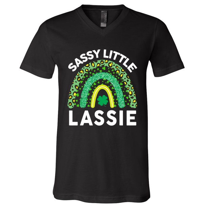 Irish St Patrick Day Sassy Little Lassie Teen Girl Wo V-Neck T-Shirt