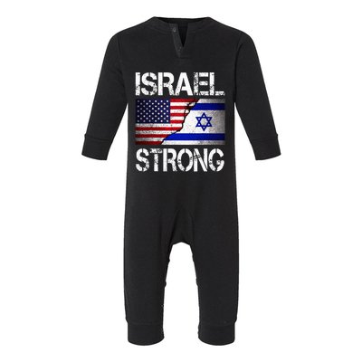 Israel Strong Pray For Israel US Israel Flag Infant Fleece One Piece