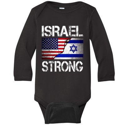 Israel Strong Pray For Israel US Israel Flag Baby Long Sleeve Bodysuit