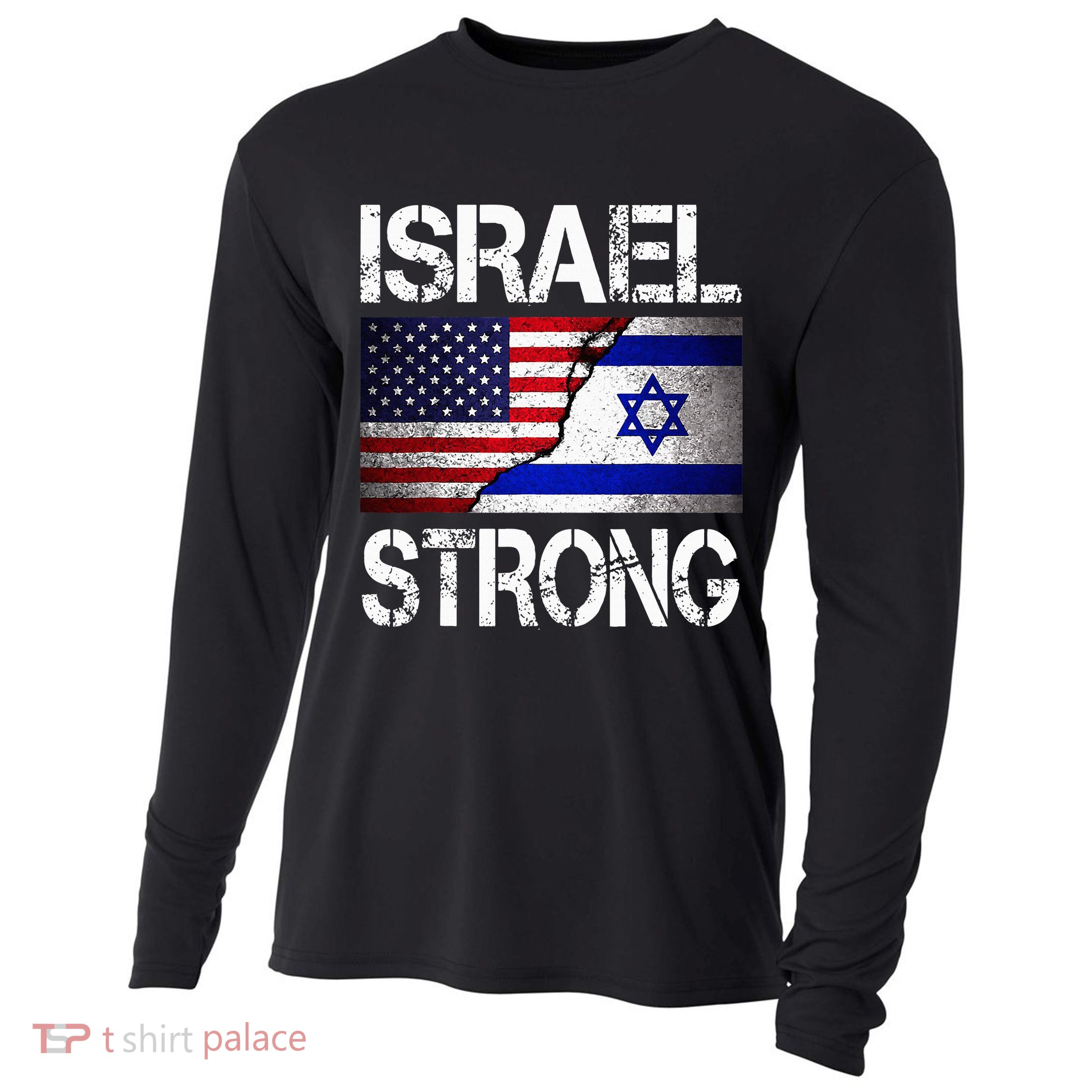 Israel Strong Pray For Israel US Israel Flag Cooling Performance Long Sleeve Crew
