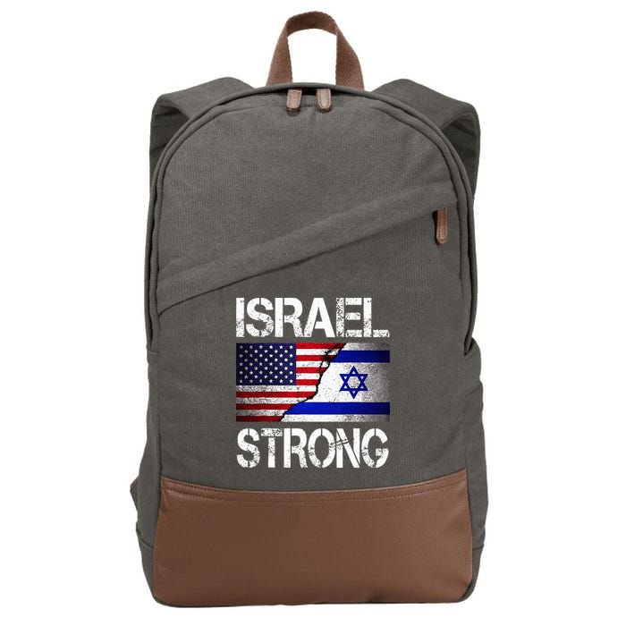 Israel Strong Pray For Israel US Israel Flag Cotton Canvas Backpack