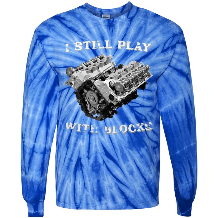 I Still Play With Blocks Racing Maintenance Vintage Tie-Dye Long Sleeve Shirt