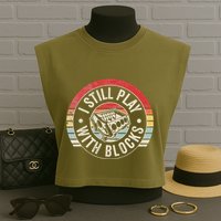 I Still Play With Blocks Racing Maintenance Garment-Dyed Women's Muscle Tee