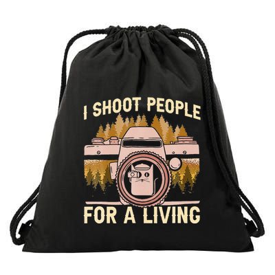 I Shoot People For A Living Photography Cat Photographer Drawstring Bag