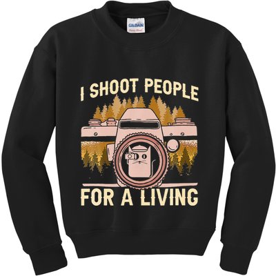 I Shoot People For A Living Photography Cat Photographer Kids Sweatshirt