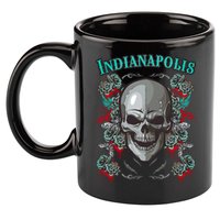 Indianapolis Skull Pirate Skeleton For Bikers Gift 11oz C Handle Ceramic Mug