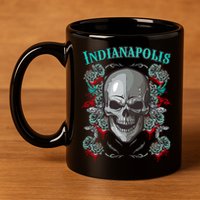 Indianapolis Skull Pirate Skeleton For Bikers Gift 11oz C Handle Ceramic Mug