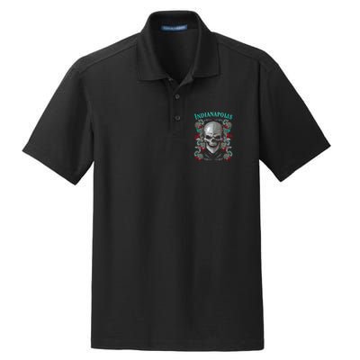 Indianapolis Skull Pirate Skeleton For Bikers Gift Dry Zone Grid Polo