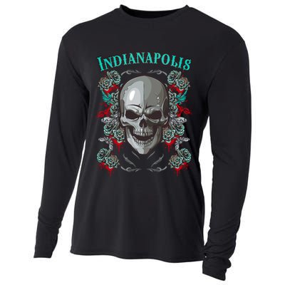 Indianapolis Skull Pirate Skeleton For Bikers Gift Cooling Performance Long Sleeve Crew
