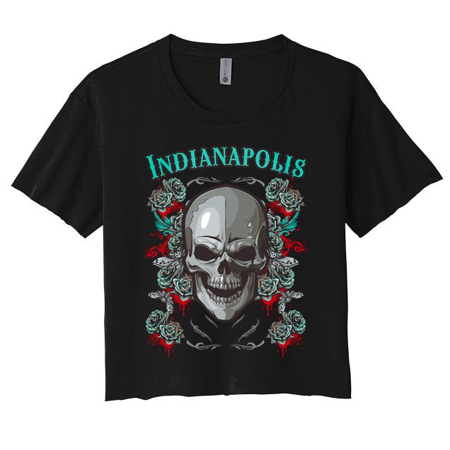 Indianapolis Skull Pirate Skeleton For Bikers Gift Crop Top