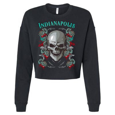 Indianapolis Skull Pirate Skeleton For Bikers Gift Cropped Pullover Crew