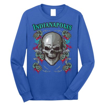 Indianapolis Skull Pirate Skeleton For Bikers Gift Long Sleeve Shirt