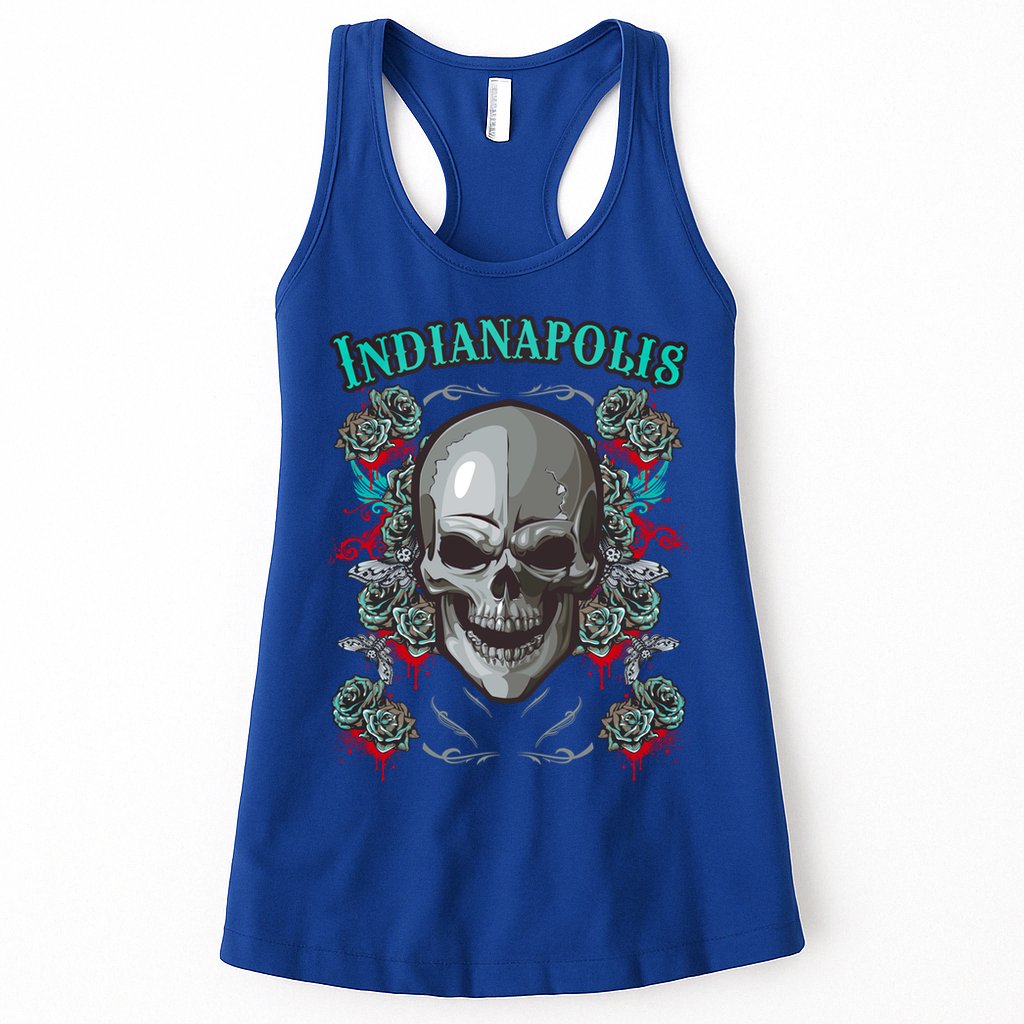 Indianapolis Skull Pirate Skeleton For Bikers Gift Womens Tank Top
