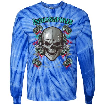 Indianapolis Skull Pirate Skeleton For Bikers Gift Tie-Dye Long Sleeve Shirt