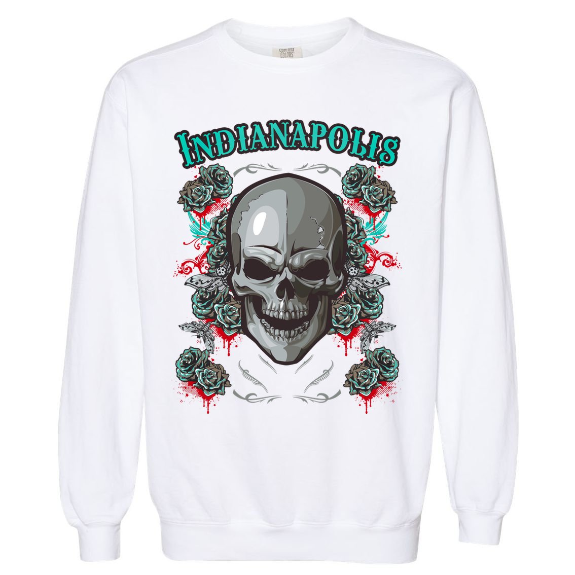 Indianapolis Skull Pirate Skeleton For Bikers Gift Garment-Dyed Sweatshirt