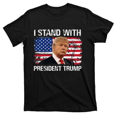 I Stand President Trump American Flag Trump 2024 Men Women T-Shirt