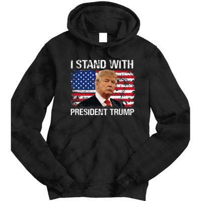 I Stand President Trump American Flag Trump 2024 Men Women Tie Dye Hoodie