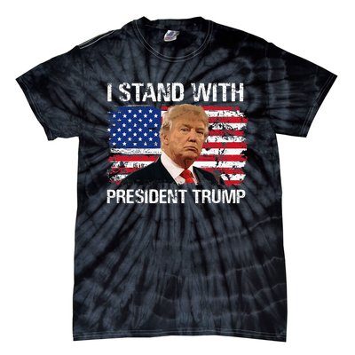 I Stand President Trump American Flag Trump 2024 Men Women Tie-Dye T-Shirt