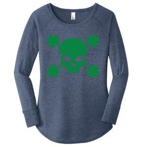 Irish Saint Patricks Day Skull And Crossbones Pirate Women's Perfect Tri Tunic Long Sleeve Shirt