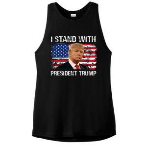 I Stand President Trump American Flag Trump 2024 Ladies PosiCharge Tri-Blend Wicking Tank