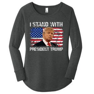 I Stand President Trump American Flag Trump 2024 Women's Perfect Tri Tunic Long Sleeve Shirt