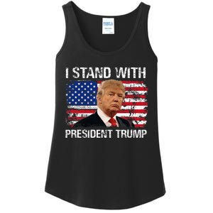 I Stand President Trump American Flag Trump 2024 Ladies Essential Tank