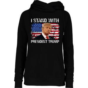 I Stand President Trump American Flag Trump 2024 Womens Funnel Neck Pullover Hood