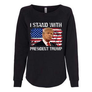 I Stand President Trump American Flag Trump 2024 Womens California Wash Sweatshirt