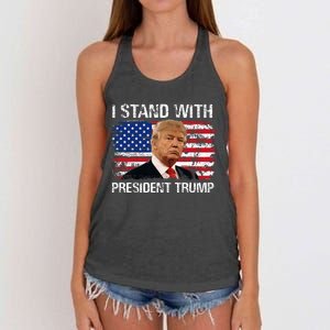 I Stand President Trump American Flag Trump 2024 Women's Knotted Racerback Tank