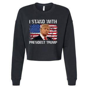 I Stand President Trump American Flag Trump 2024 Cropped Pullover Crew