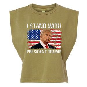 I Stand President Trump American Flag Trump 2024 Garment-Dyed Women's Muscle Tee